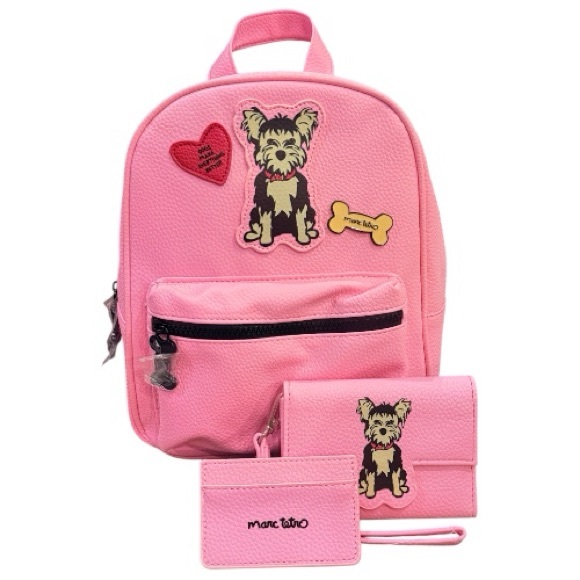 Marc Tetro Pink Yorkie Mini Backpack Cardholder Wallet Set NWOT - Picture 1 of 7